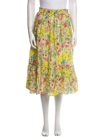 LoveShackFancy Floral Print Midi Length Skirt