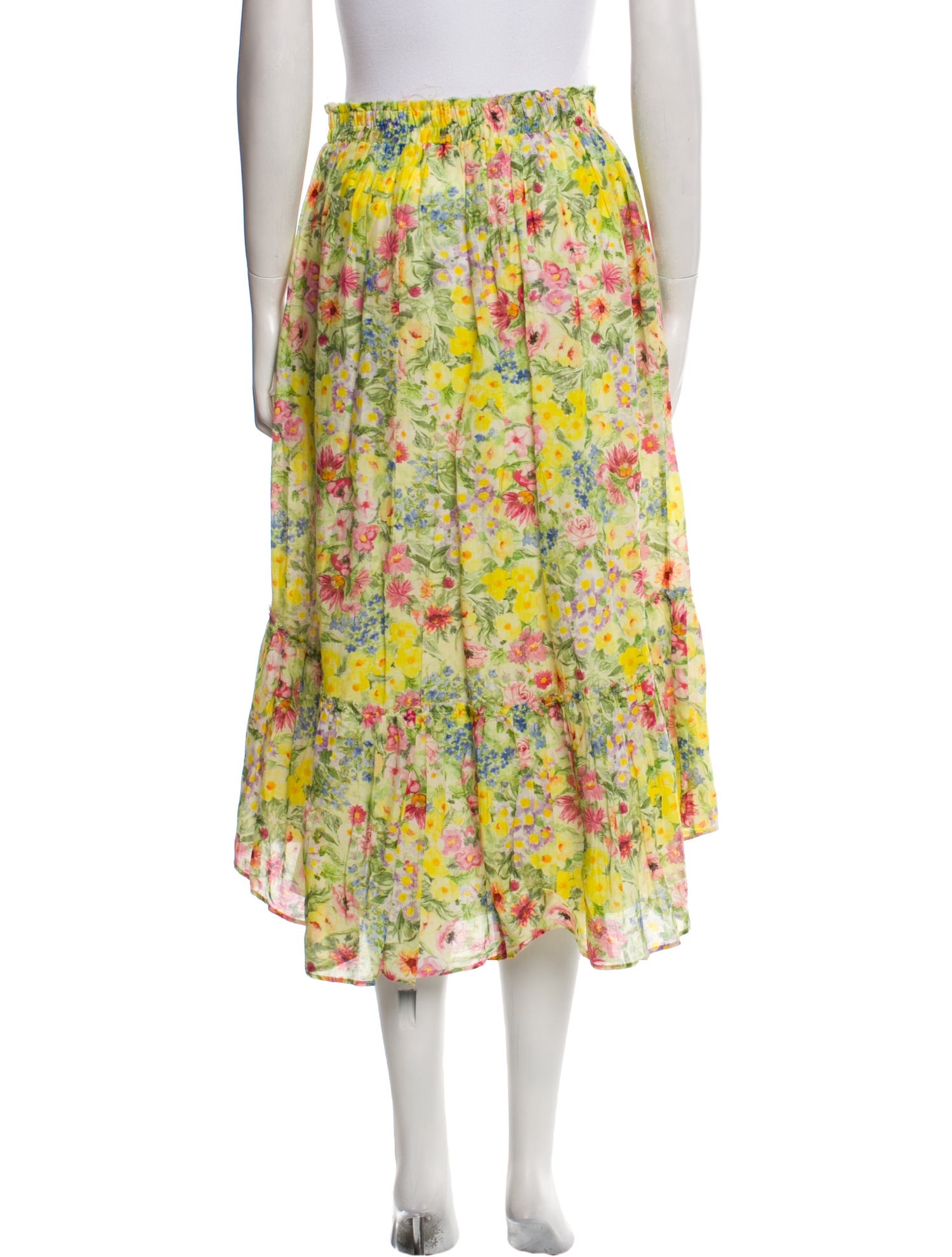 LoveShackFancy Floral Print Midi Length Skirt