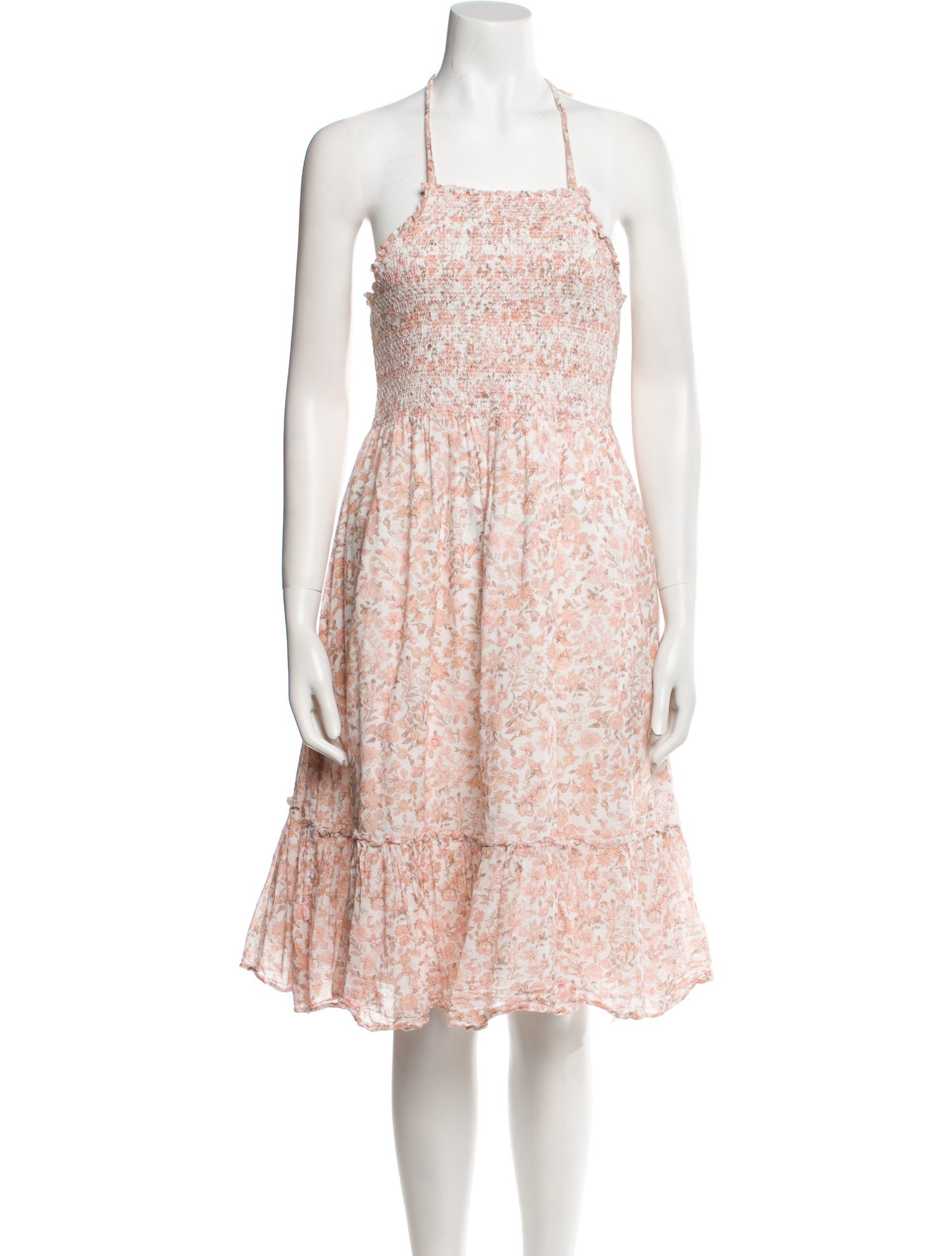 LoveShackFancy Floral Print Knee-Length Dress