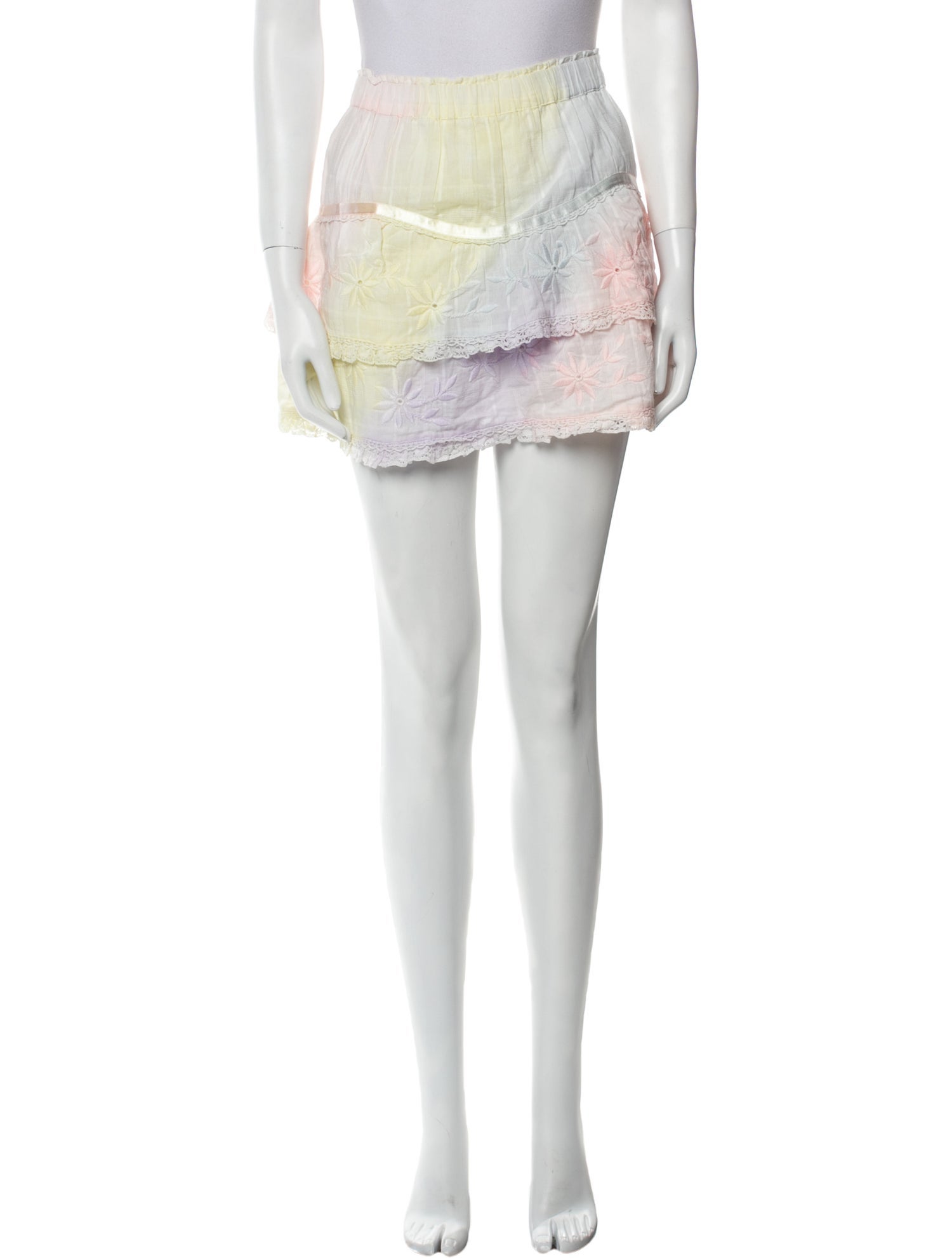 LoveShackFancy Colorblock Pattern Mini Skirt