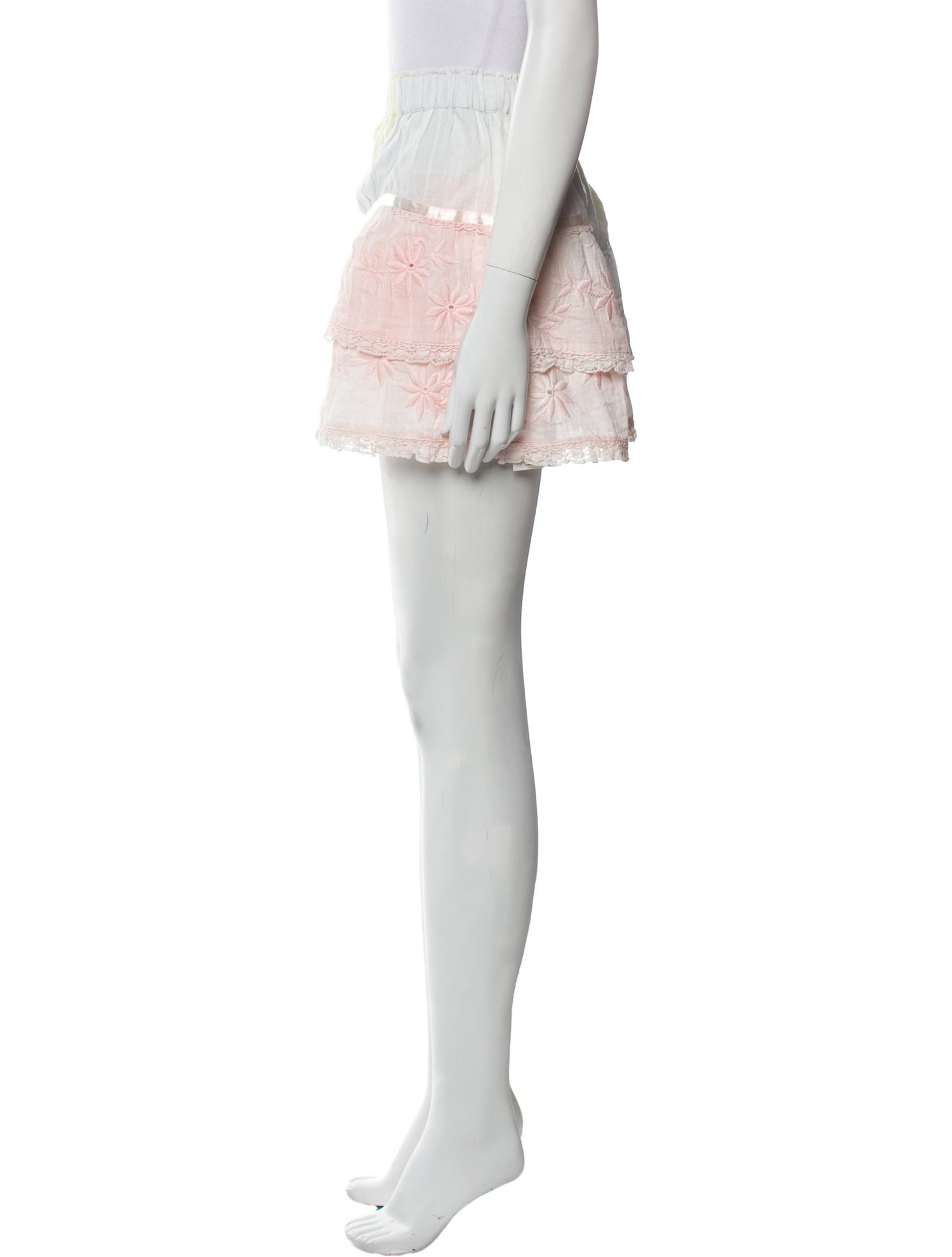 LoveShackFancy Colorblock Pattern Mini Skirt