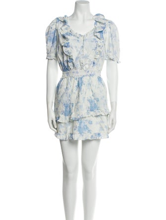 LoveShackFancy Floral Print Mini Dress