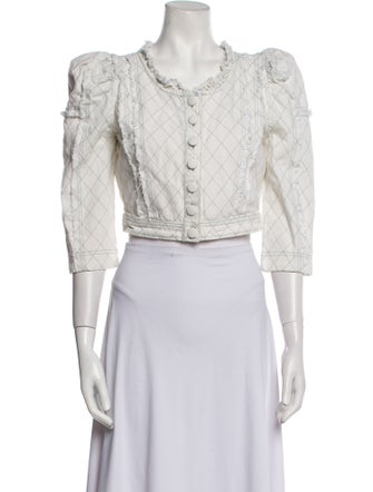 LoveShackFancy Tweed Pattern Evening Jacket