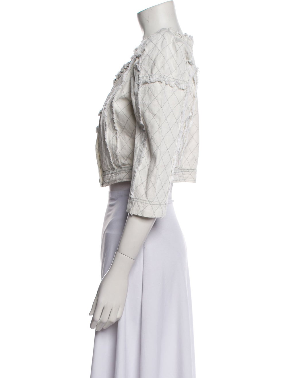 LoveShackFancy Evening Jacket White Tweed Pattern… - image 2