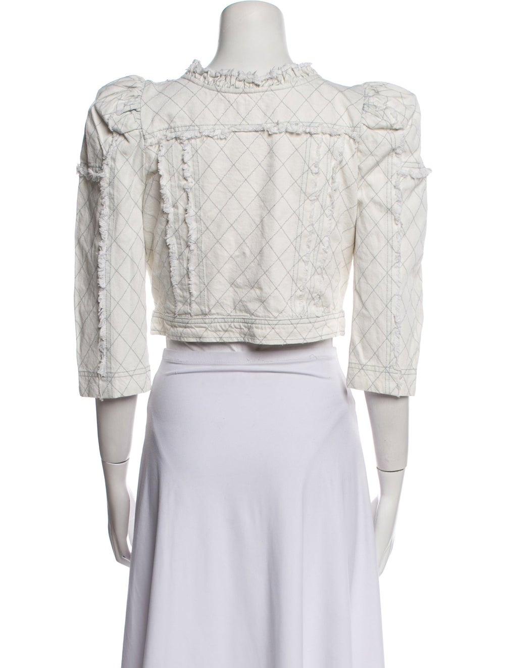 LoveShackFancy Evening Jacket White Tweed Pattern… - image 3