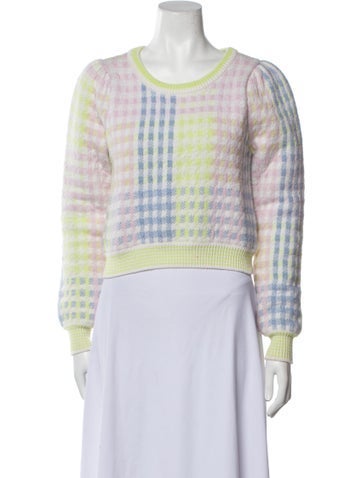 LoveShackFancy Knitwear Plaid Print Scoop Neck Sweater M