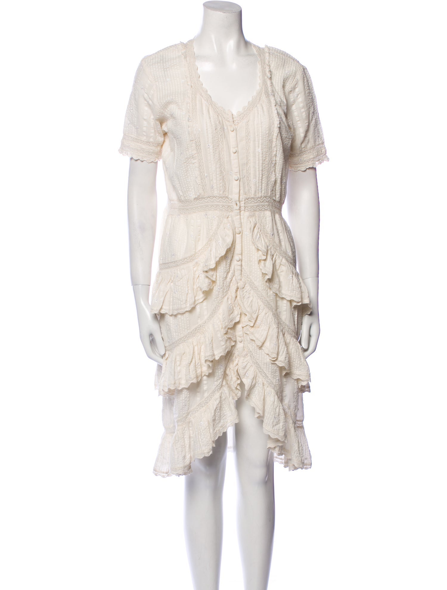 LoveShackFancy V-Neck Knee-Length Dress