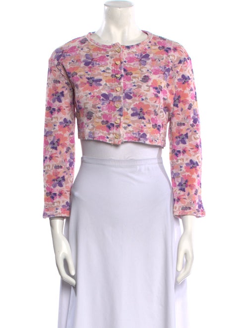 LoveShackFancy Floral Print Crew Neck Sweater