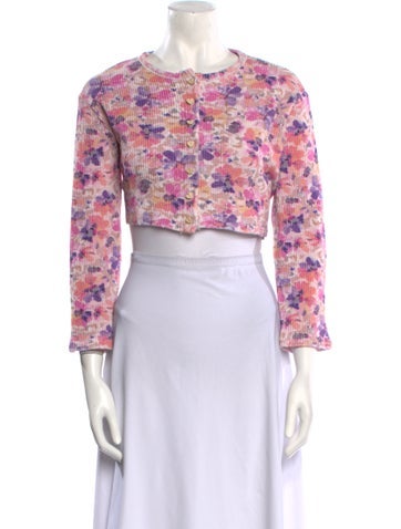 LoveShackFancy Knitwear Floral Print Crew Neck Sweater XS