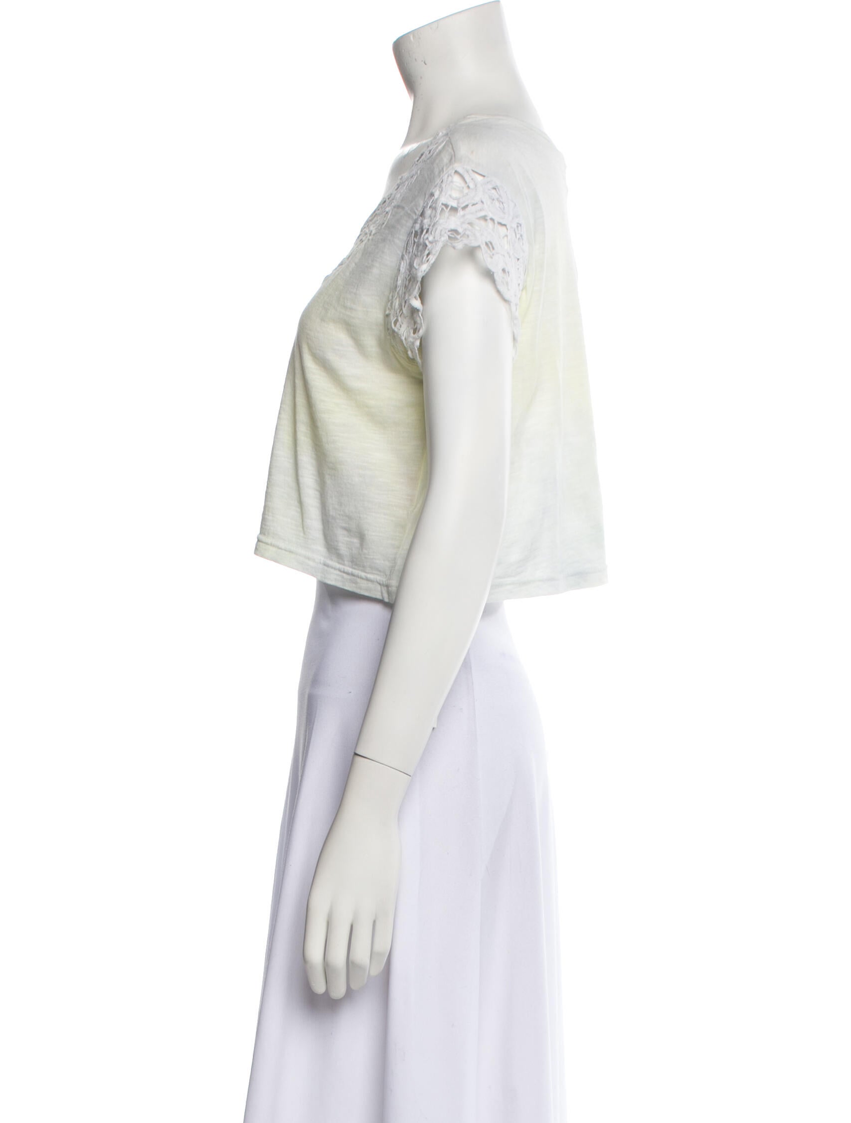 LoveShackFancy Scoop Neck Short Sleeve Crop Top