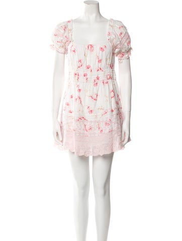 LoveShackFancy Dresses Floral Print Mini Dress S