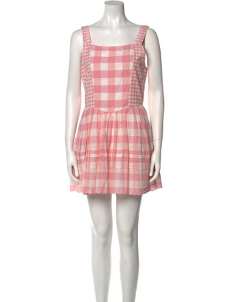 LoveShackFancy Plaid Print Mini Dress