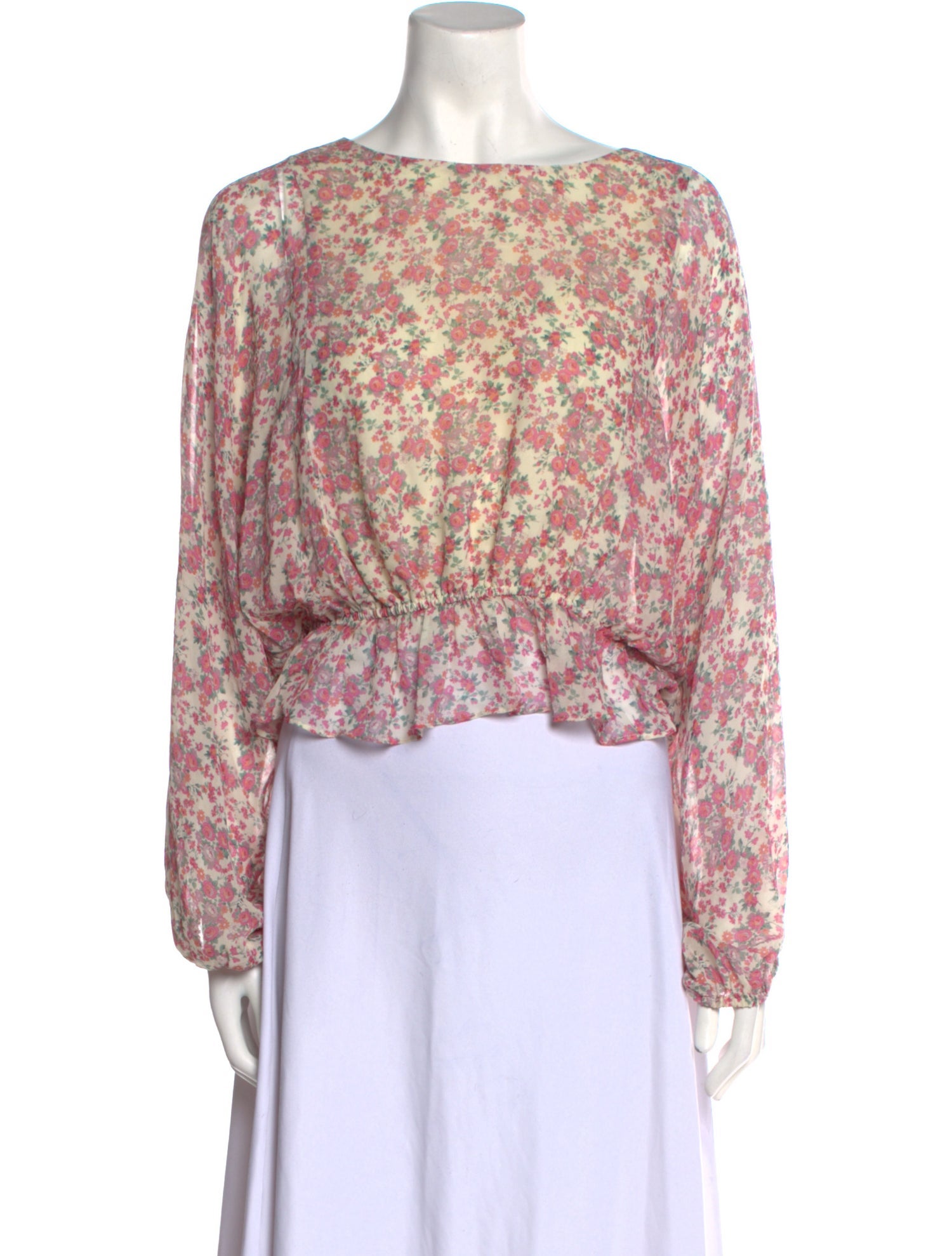 LoveShackFancy Silk Floral Print Crop Top