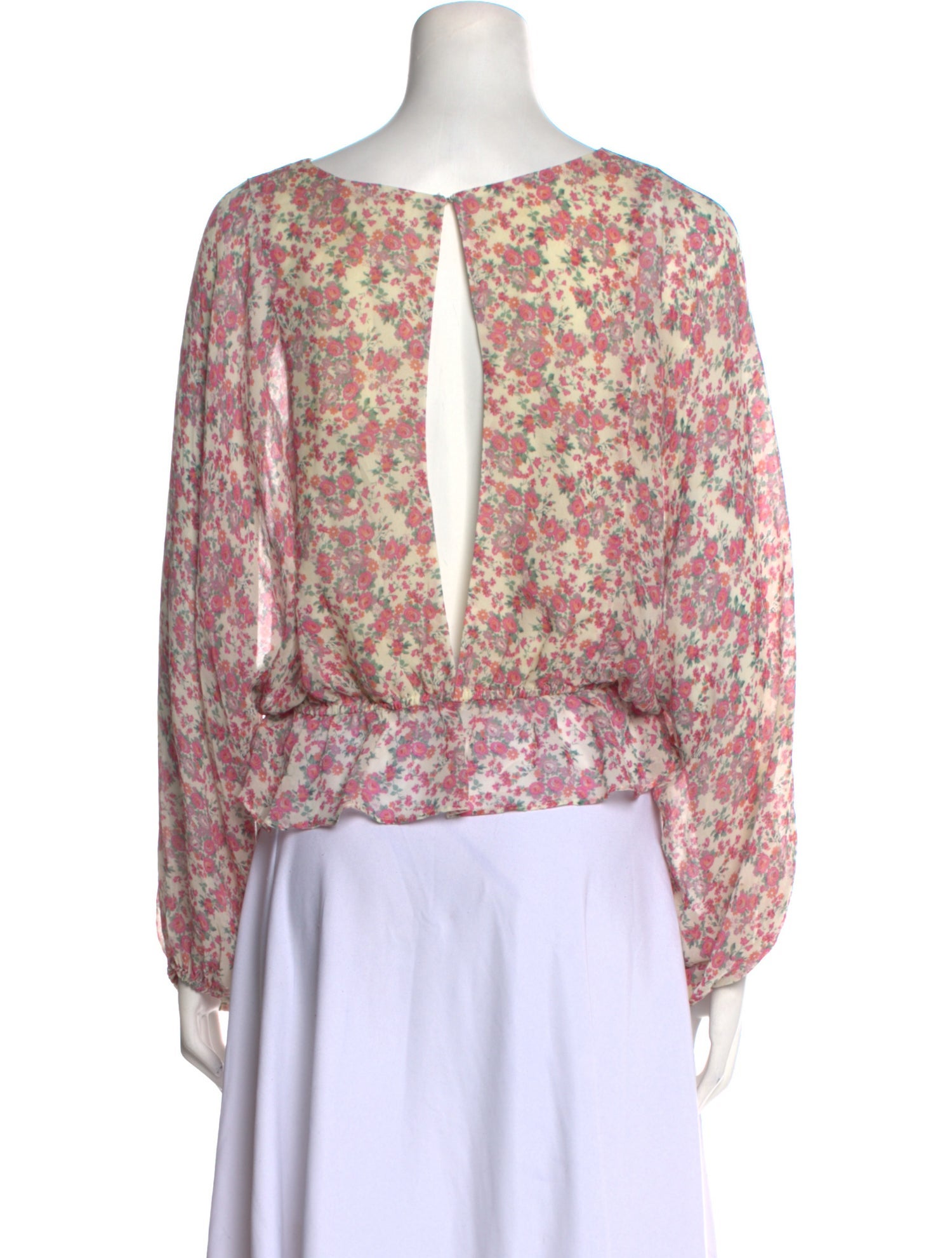 LoveShackFancy Silk Floral Print Crop Top