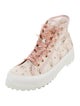 LoveShackFancy Canvas Floral Print Lace-Up Boots