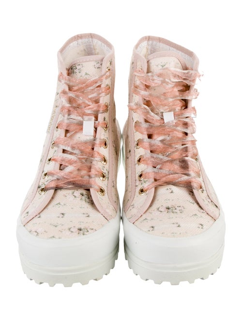 LoveShackFancy Canvas Floral Print Lace-Up Boots