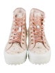 LoveShackFancy Canvas Floral Print Lace-Up Boots
