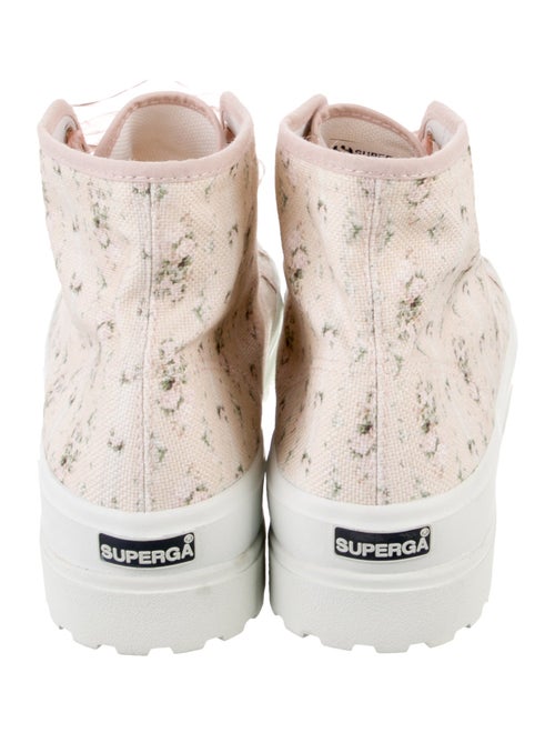 LoveShackFancy Canvas Floral Print Lace-Up Boots