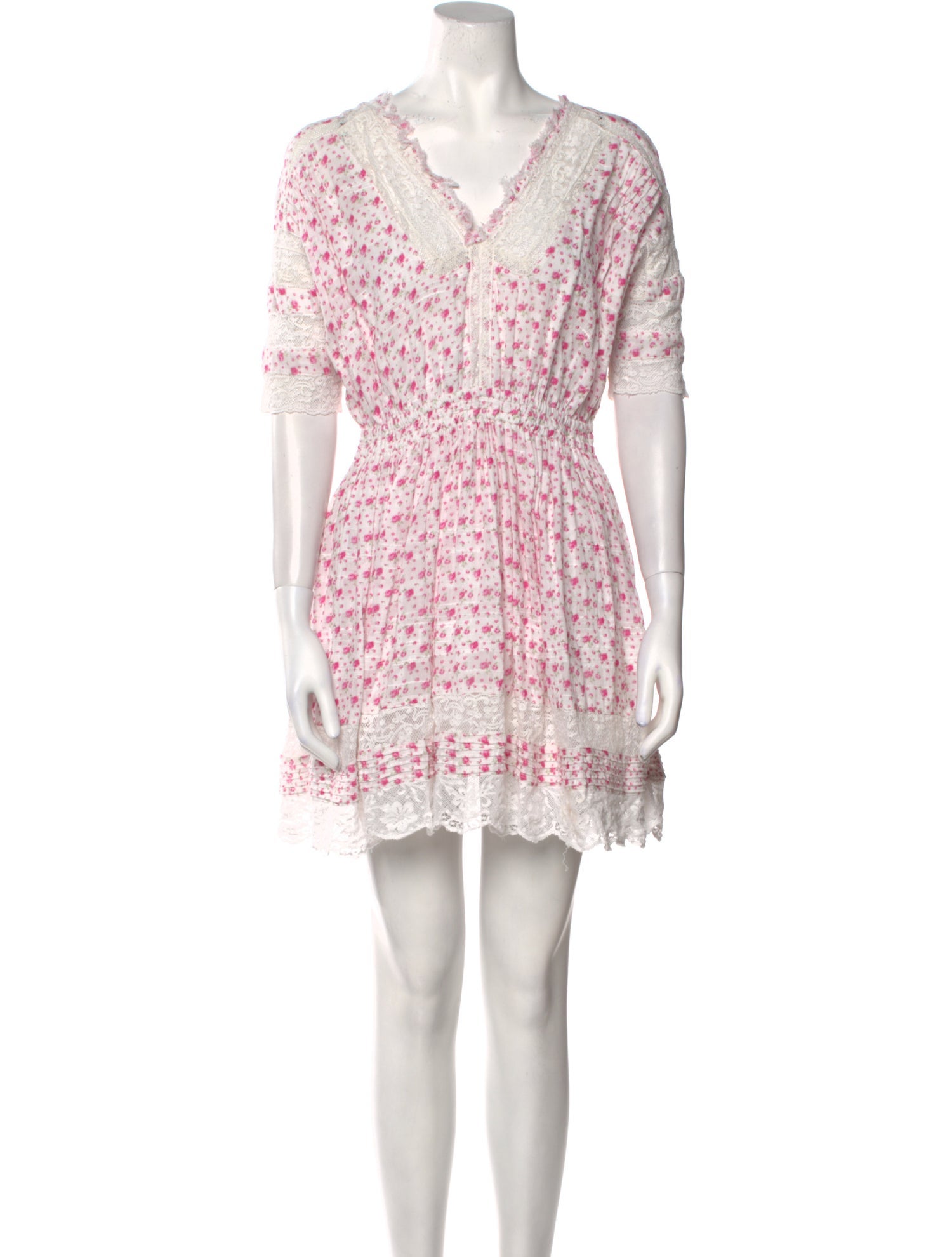 LoveShackFancy Floral Print Mini Dress