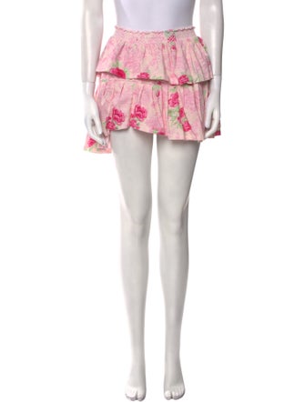 LoveShackFancy Floral Print Mini Skirt