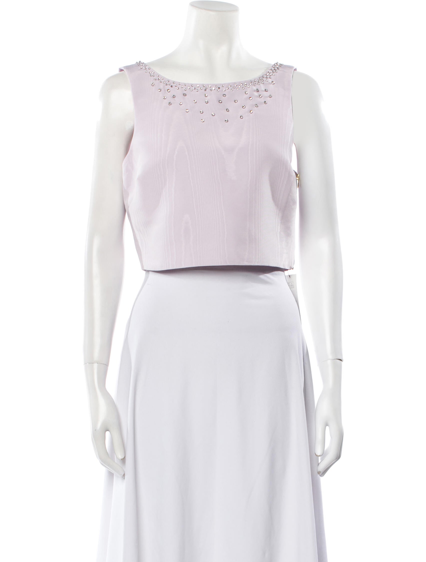 LoveShackFancy Scoop Neck Sleeveless Crop Top