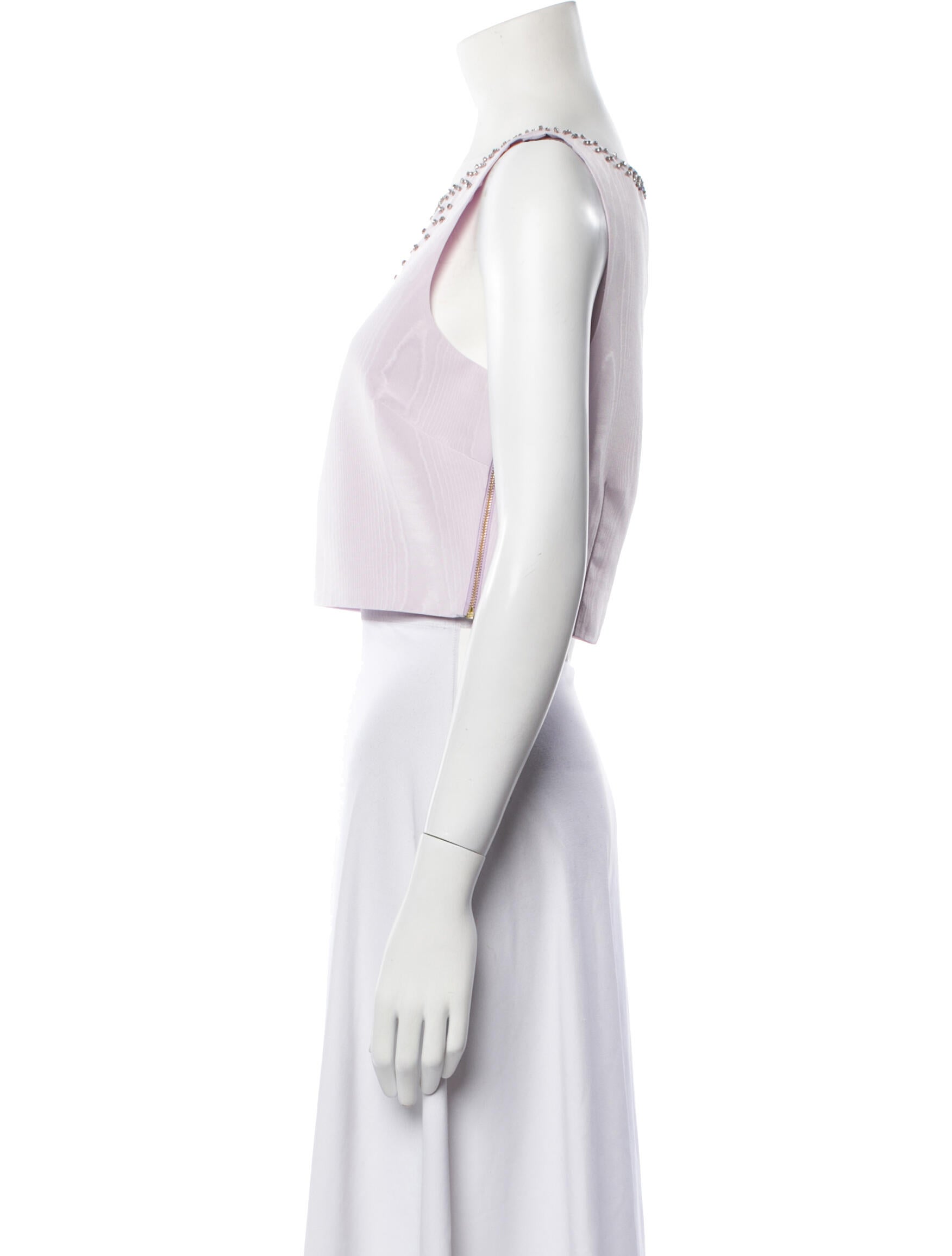 LoveShackFancy Scoop Neck Sleeveless Crop Top