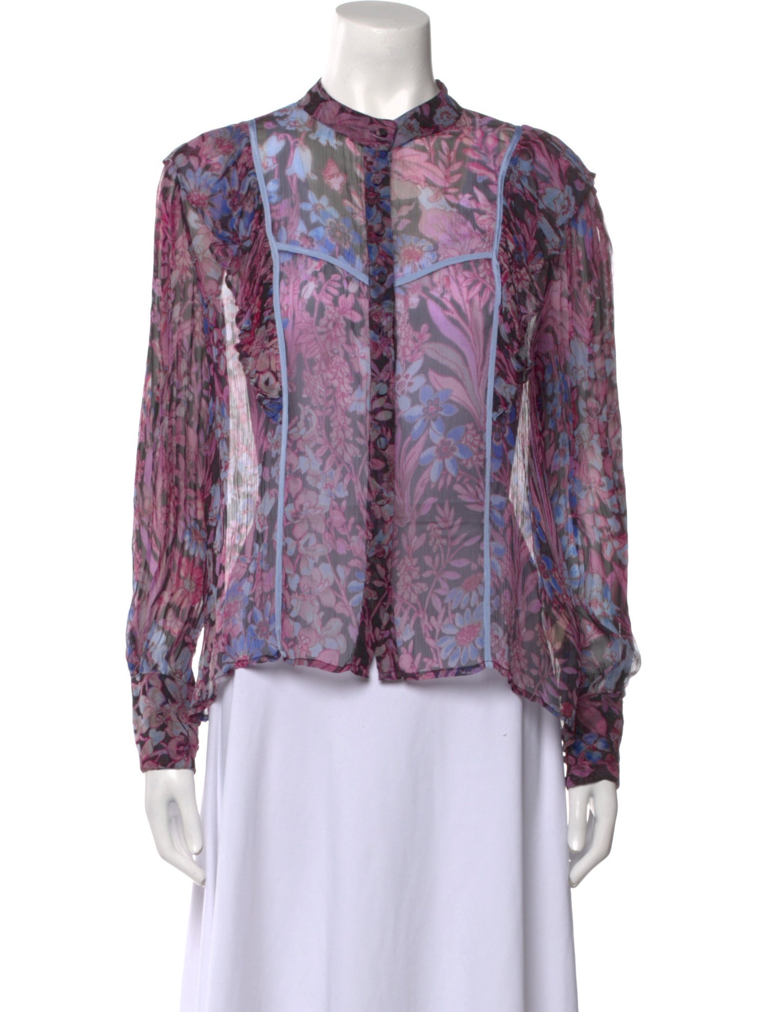 LoveShackFancy Animal Print Mock Neck Blouse