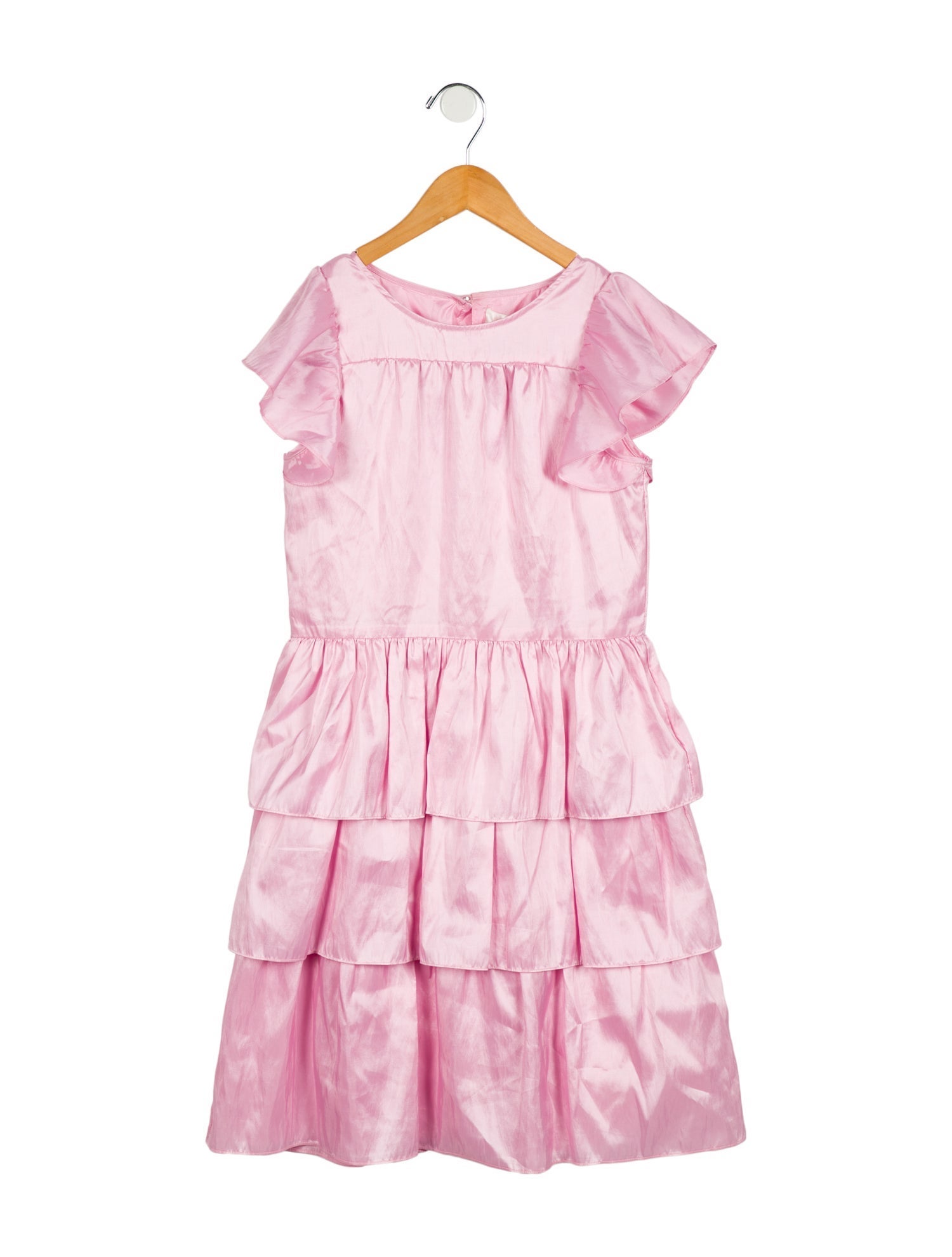 LoveShackFancy Girls' Short Sleeve Solid Dress