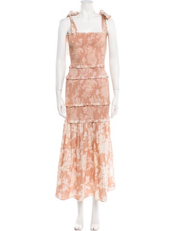 LoveShackFancy Dresses Floral Print Long Dress XS