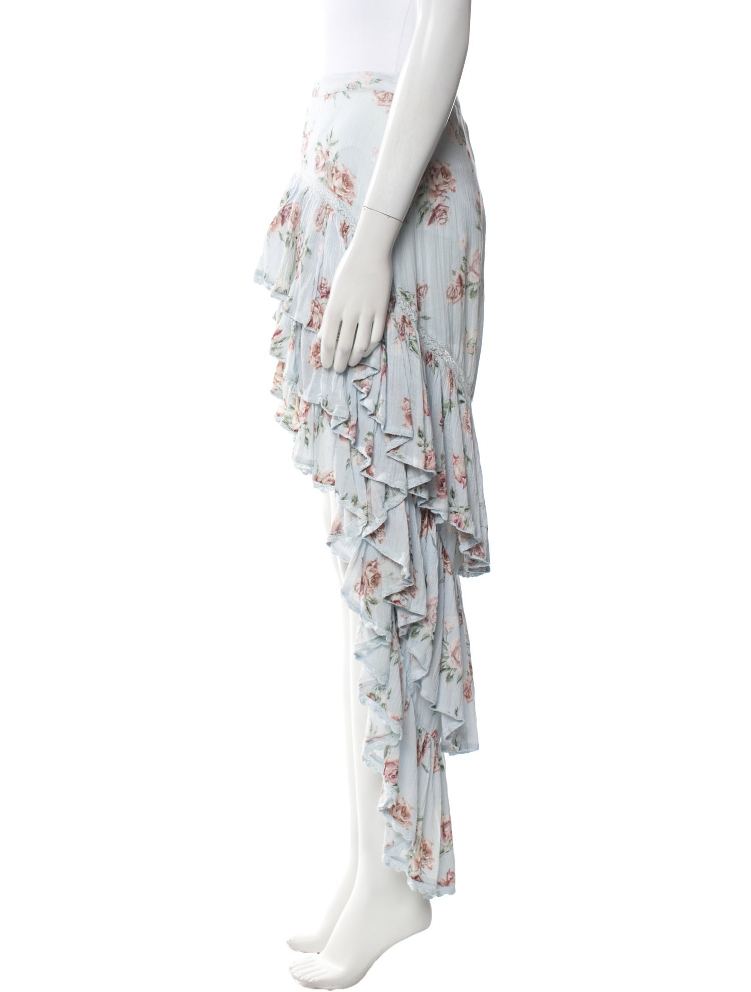 LoveShackFancy Floral Print Midi Length Skirt