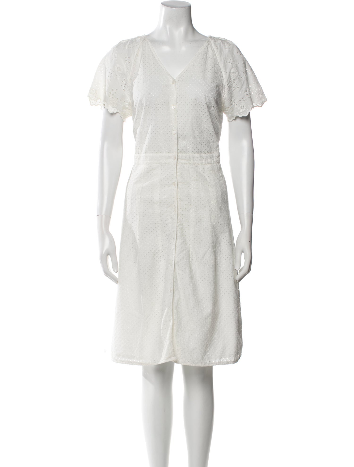 LoveShackFancy V-Neck Knee-Length Dress