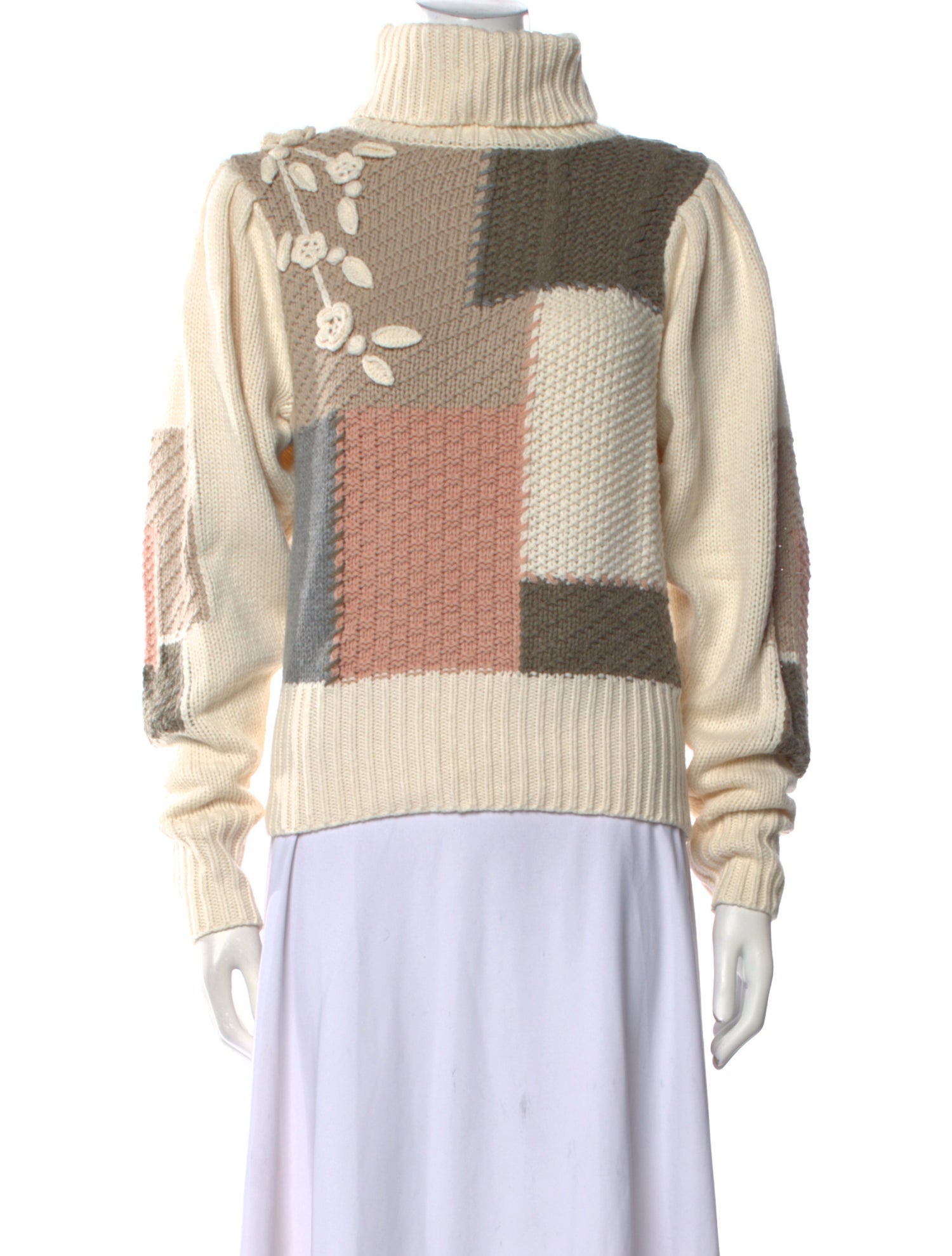 LoveShackFancy Colorblock Pattern Turtleneck Sweater w/ Tags