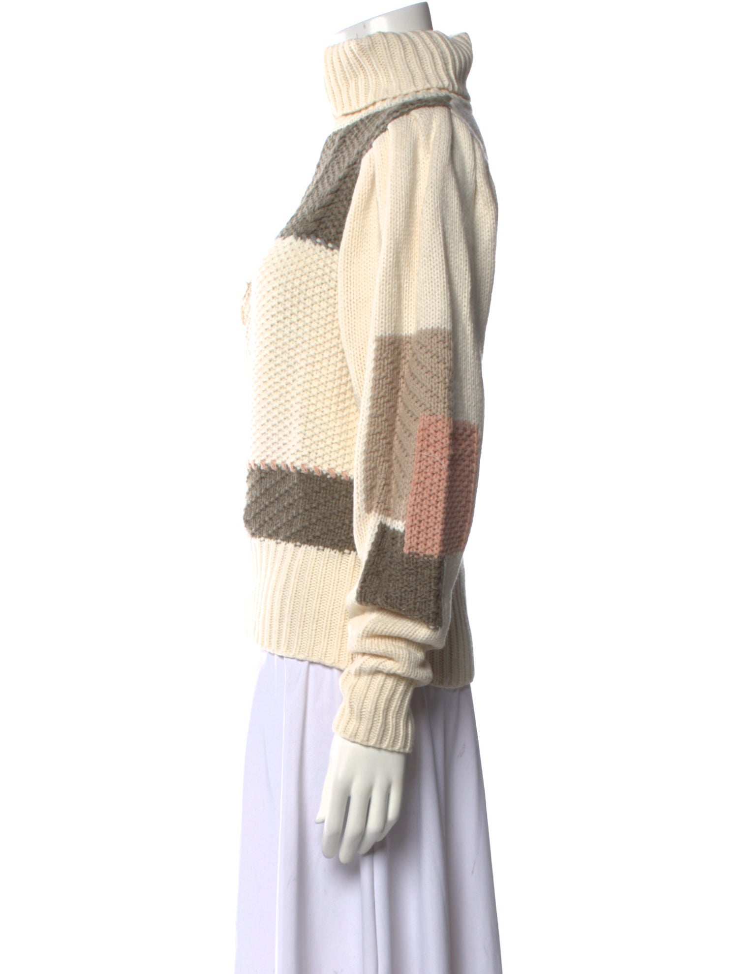 LoveShackFancy Colorblock Pattern Turtleneck Sweater w/ Tags