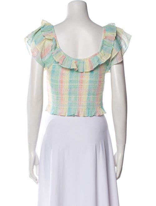 LoveShackFancy Plaid Print Square Neckline Crop Top