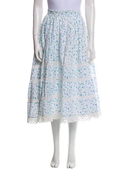 LoveShackFancy Floral Print Midi Length Skirt