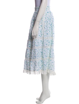 LoveShackFancy Floral Print Midi Length Skirt