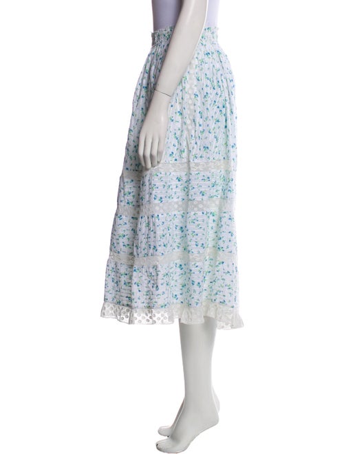 LoveShackFancy Floral Print Midi Length Skirt