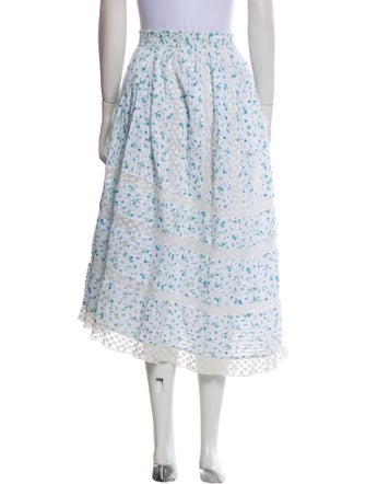 LoveShackFancy Floral Print Midi Length Skirt