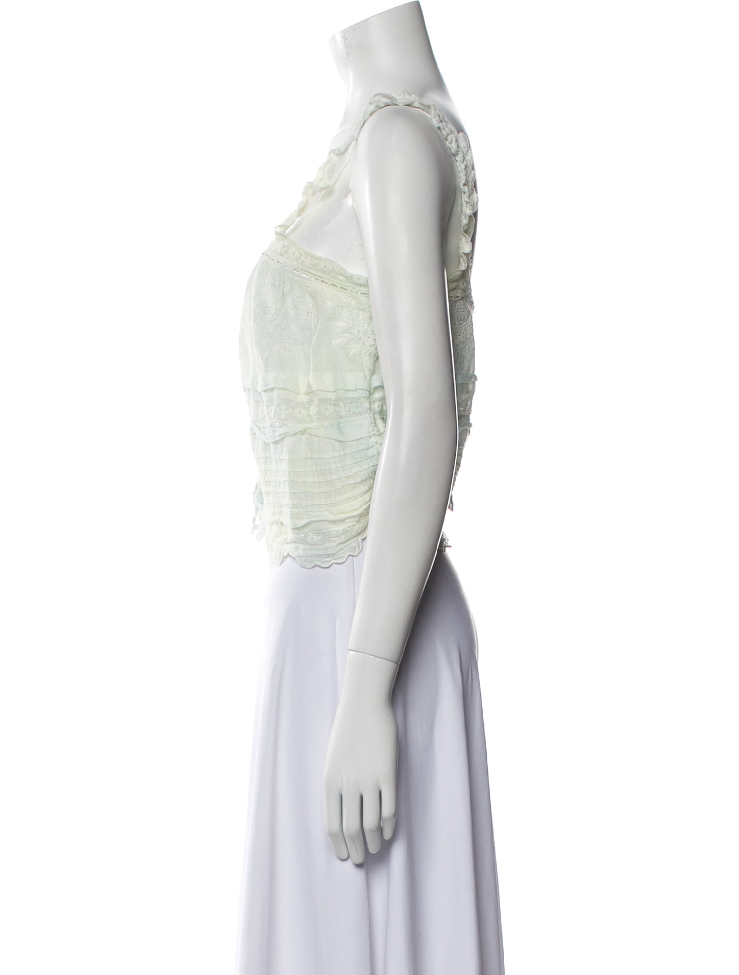 LoveShackFancy Lace Pattern Square Neckline Crop Top