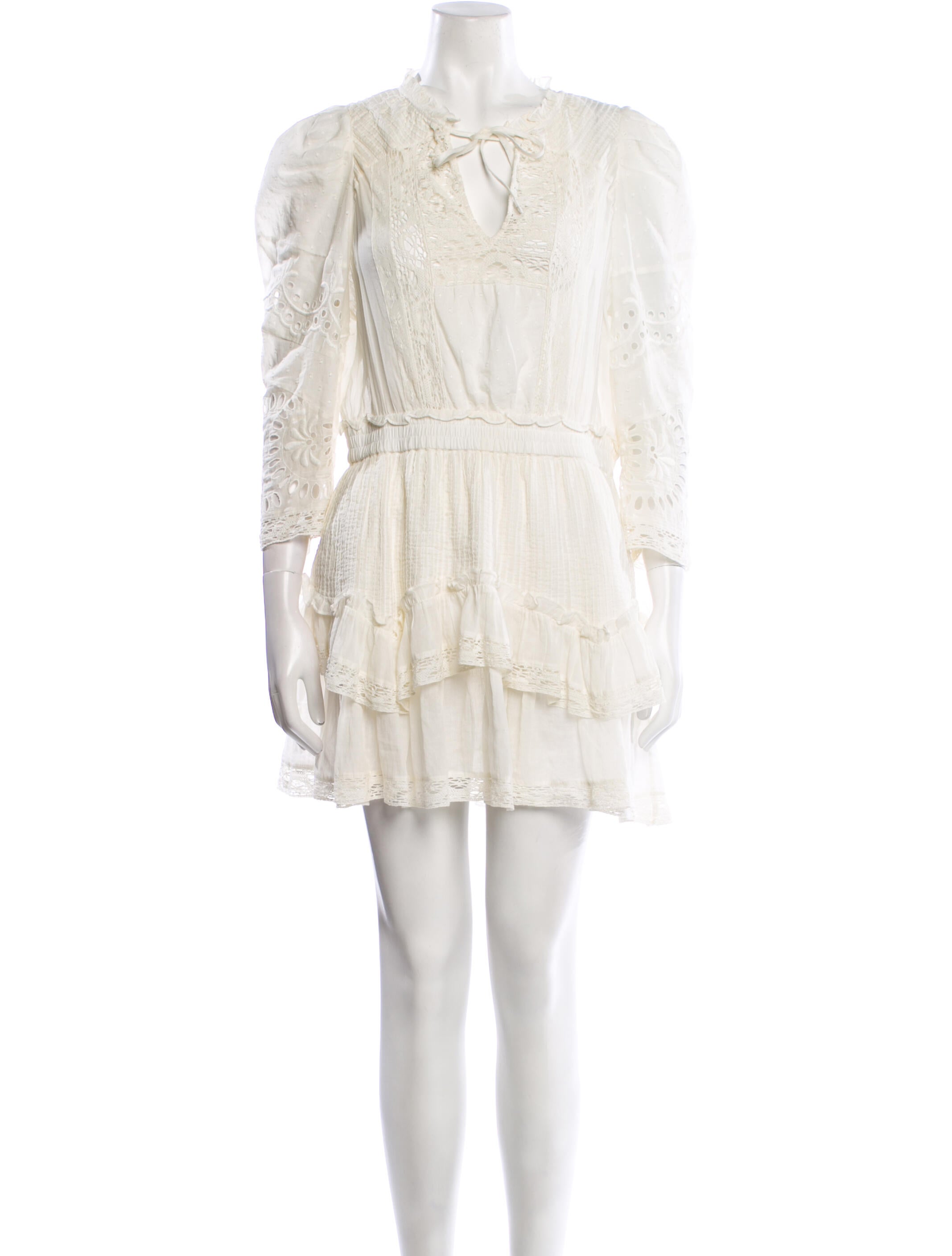 LoveShackFancy V-Neck Mini Dress