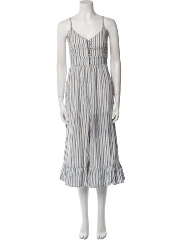 LoveShackFancy Jumpsuits and Rompers Striped V-Neck Jumpsuit XS