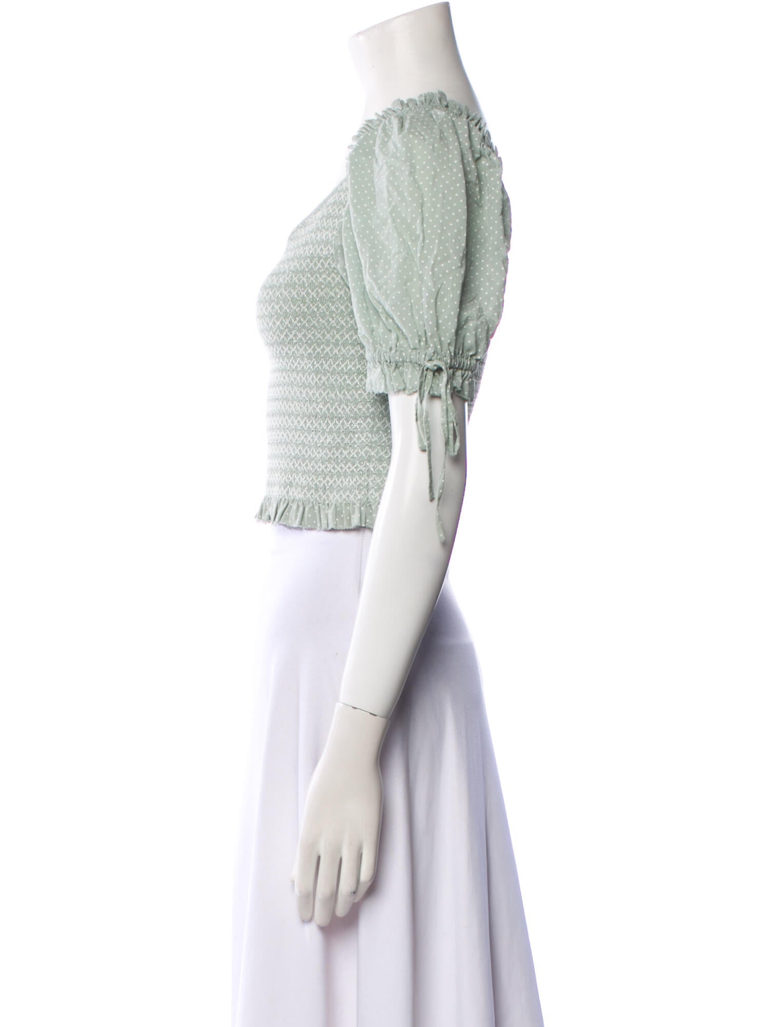 LoveShackFancy V-Neck Short Sleeve Crop Top