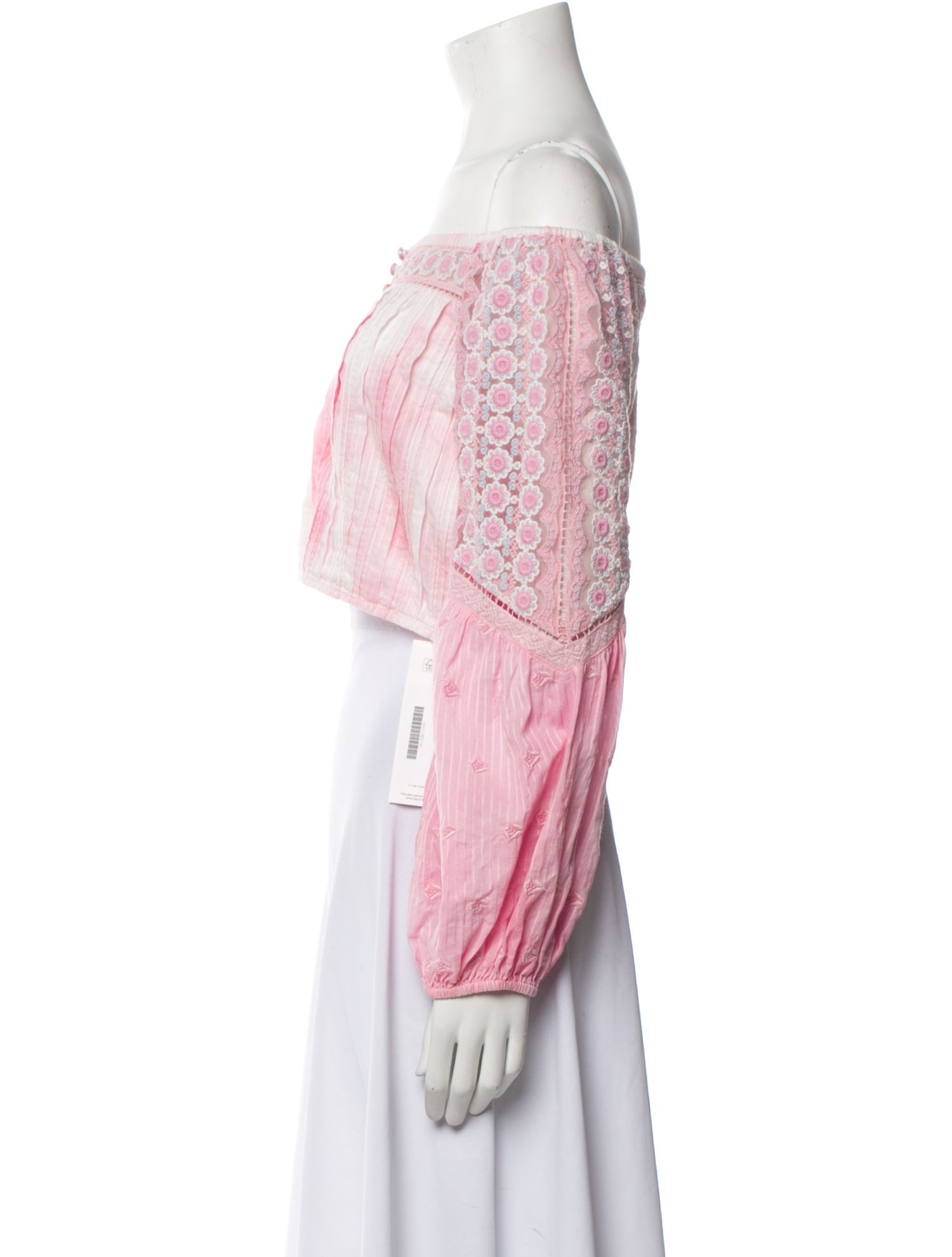 LoveShackFancy Tie-Dye Print Off-The-Shoulder Crop Top