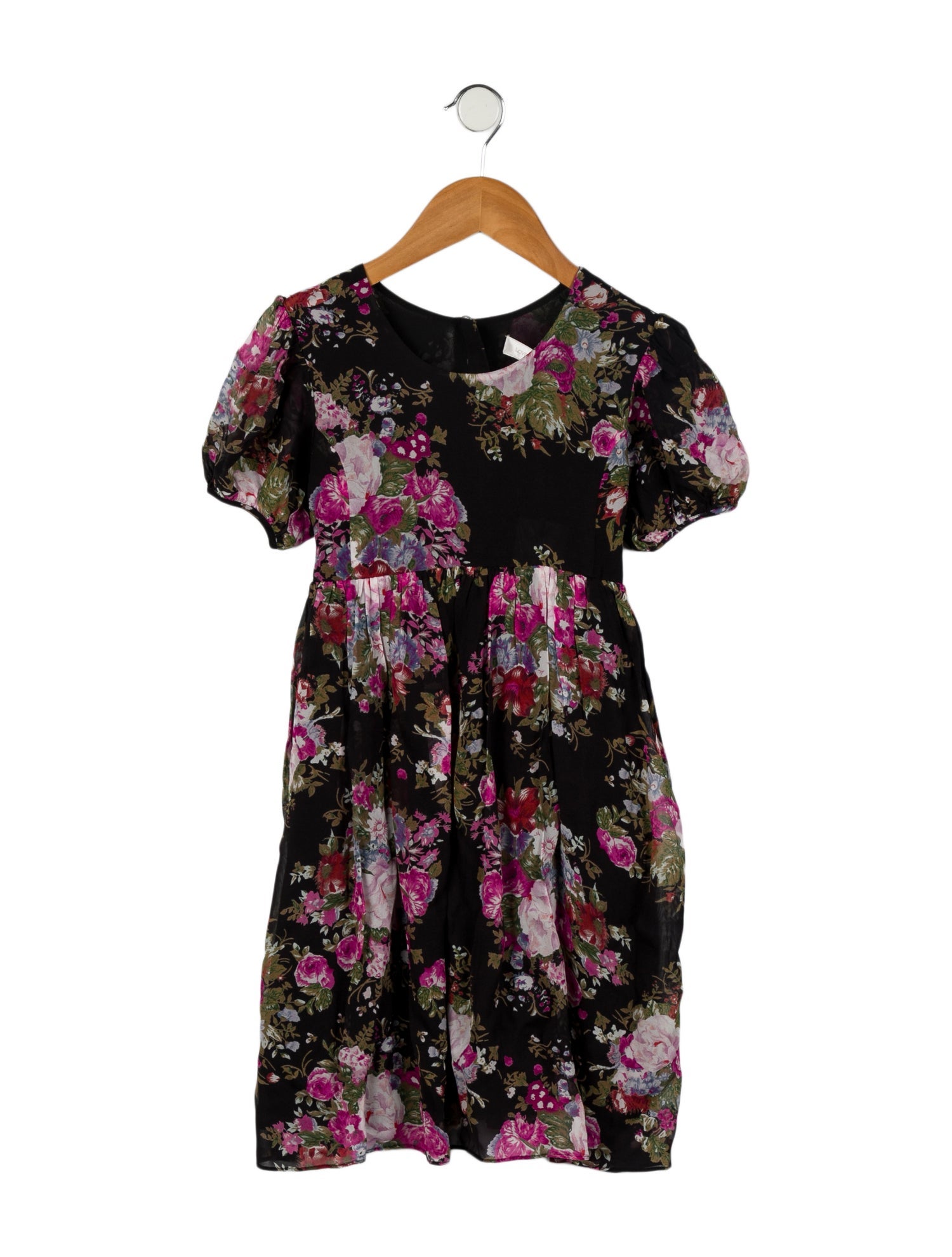 LoveShackFancy Girls Flower Print Short Sleeve Dress