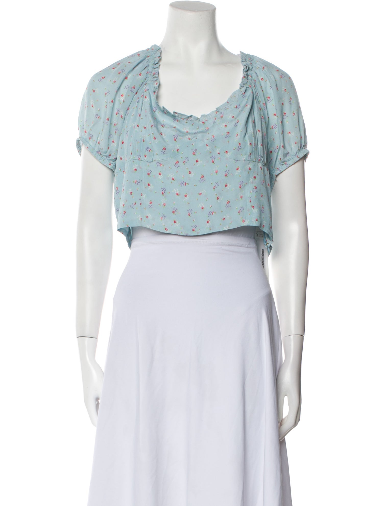 LoveShackFancy Silk Floral Print Crop Top