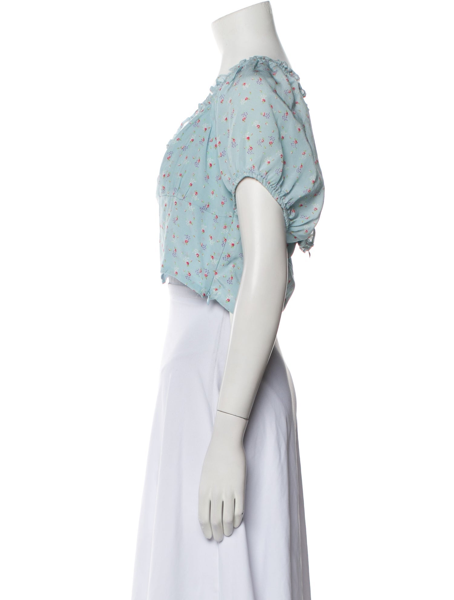 LoveShackFancy Silk Floral Print Crop Top