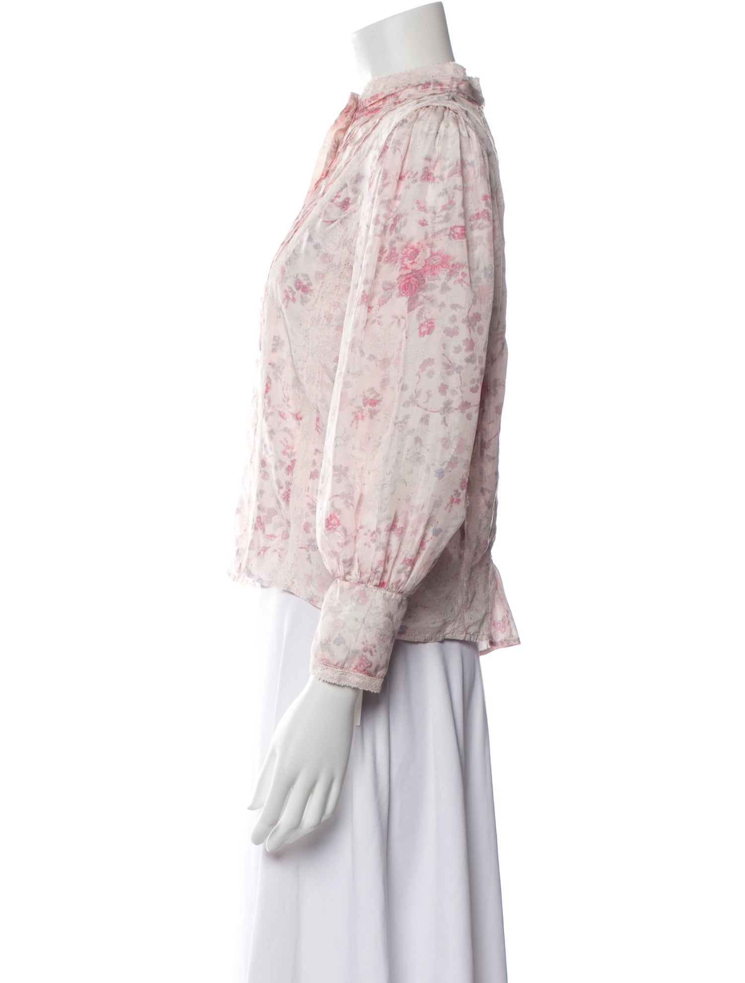 LoveShackFancy Silk Floral Print Blouse