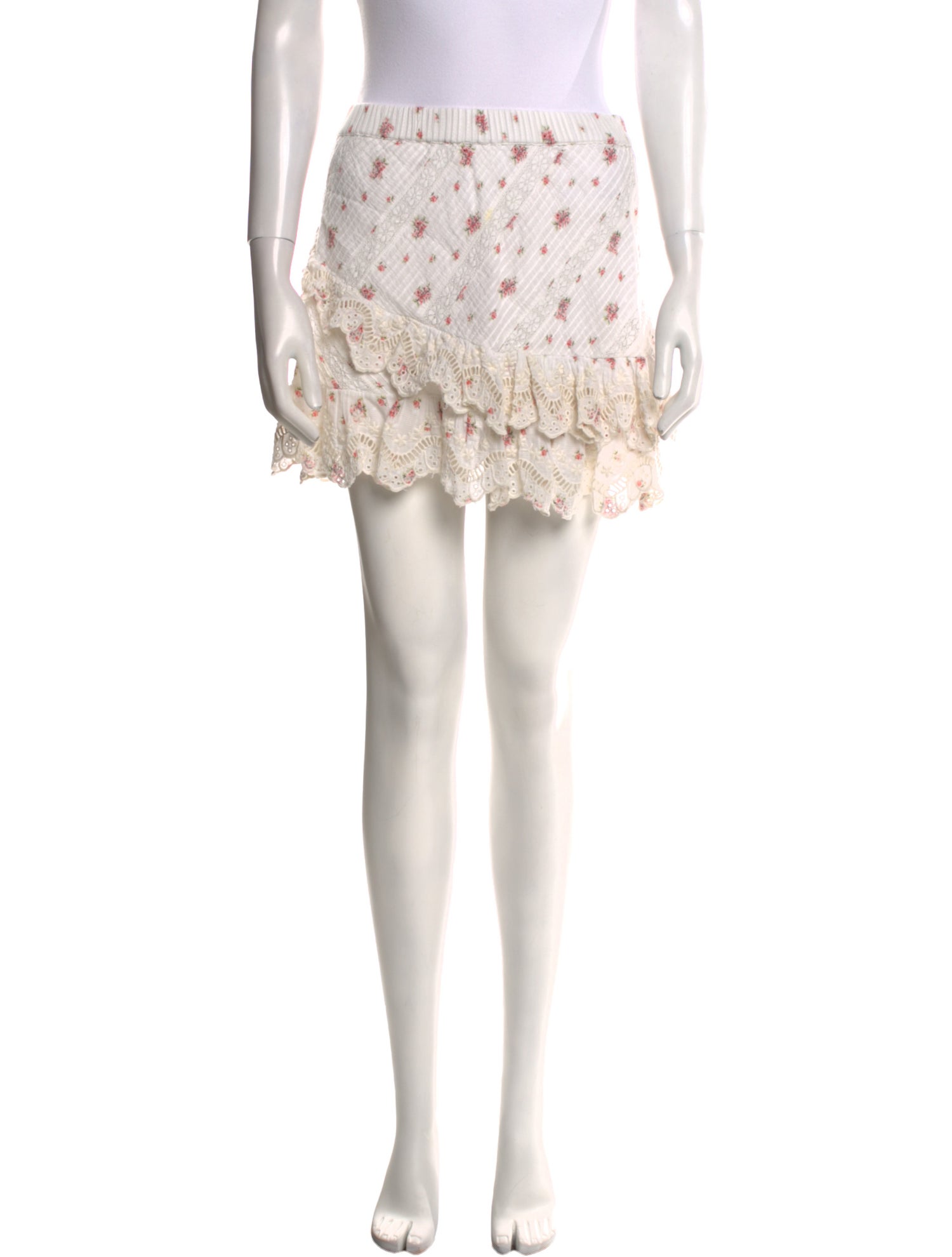 LoveShackFancy Floral Print Mini Skirt