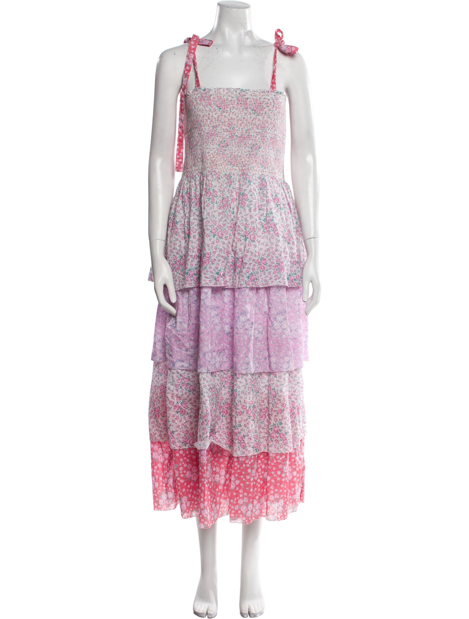 LoveShackFancy Floral Print Long Dress