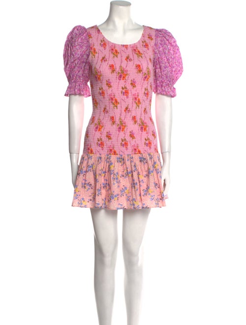 LoveShackFancy Floral Print Mini Dress